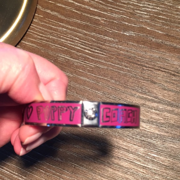 Coach Poppy bangle bracelet pink & silver tone - Picture 3 of 6